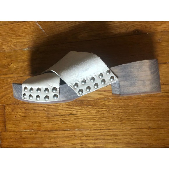 Free People Sonnet Wooden Clog White Gray Sandals - Picture 3 of 5